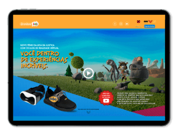 Campanha Realidade Virtual: Tela inicial no tablet