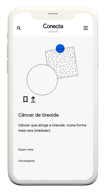 Sanofi Conecta: Tela de informações sobre uma doença no celular