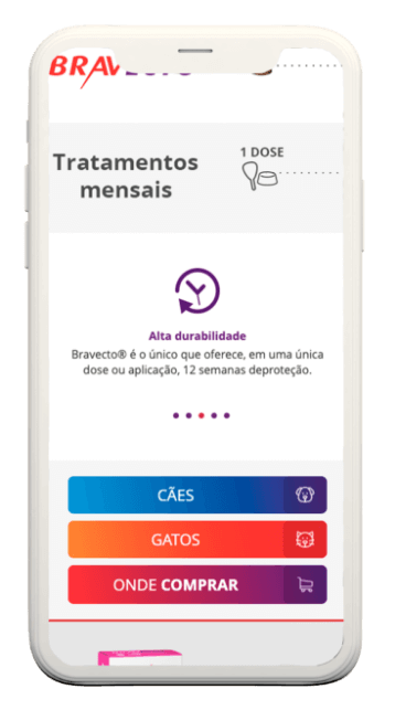 Site Bravecto: Tela vantagens do Bravecto no celular