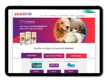 Site Bravecto: Tela Onde comprar Bravecto no tablet